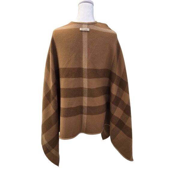 Burberry Charlotte Reversible Solid to Check Wool Poncho Cape One Size - Picture 5 of 11
